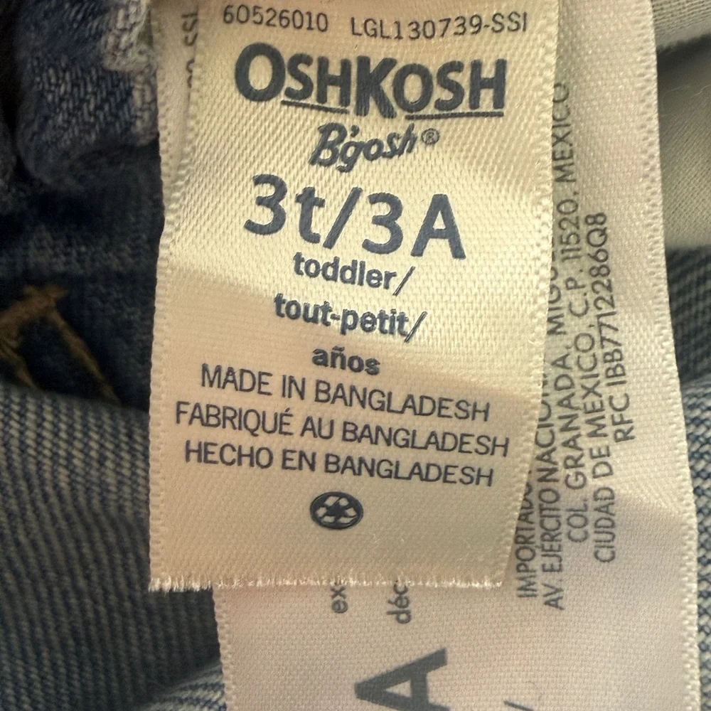 OshKosh‎ B'gosh Denim Overalls Size 3T Heart Print  EUC